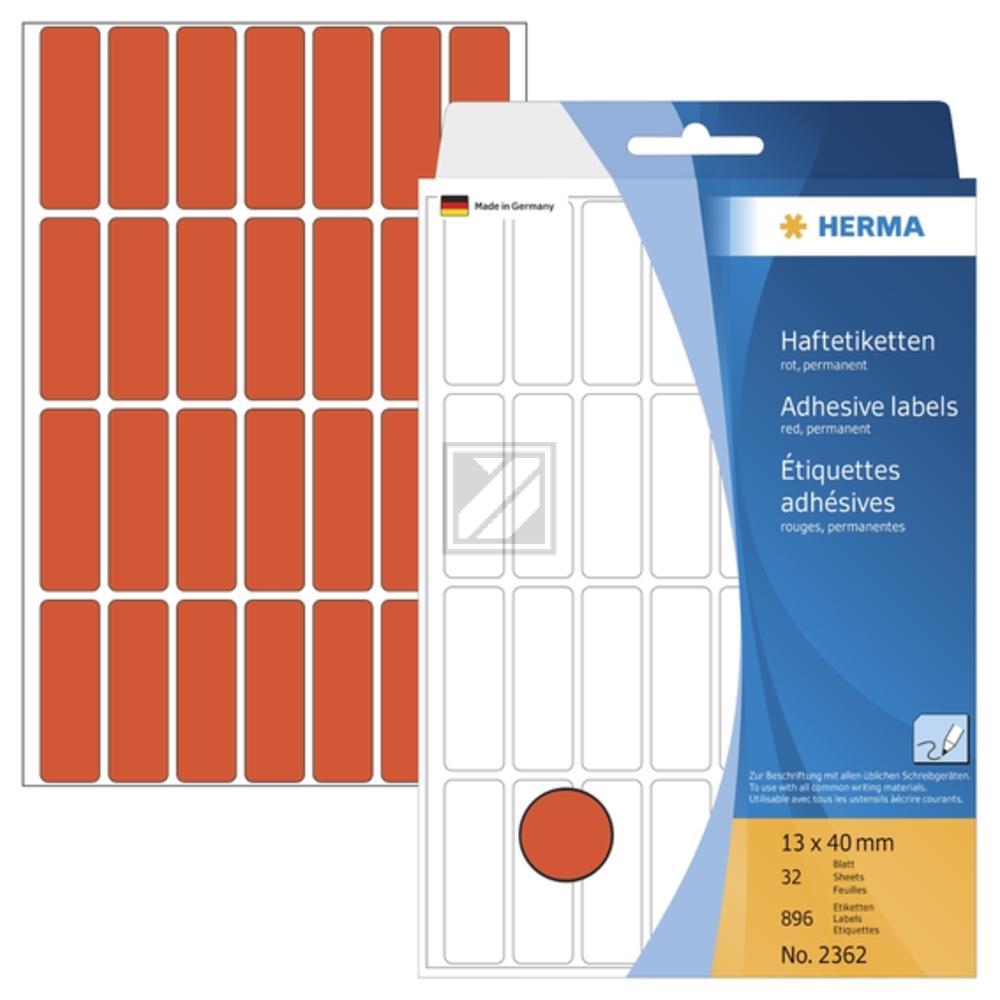 Herma Vielzwecketiketten rot 13 x 40 mm Papier matt Inh.896