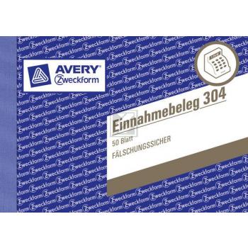 AZ Einnahmebeleg 304 A6 quer grün Inh.50 Blatt Avery Zweckform