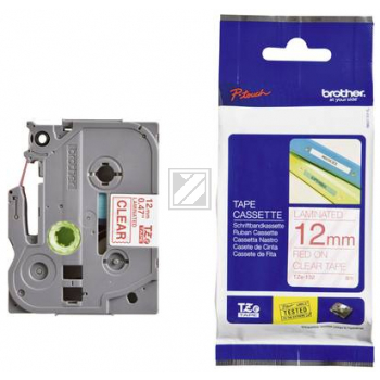 Brother Schriftbandkassette rot/transparent (TZE-132)