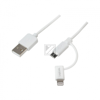 LogiLink USB auf Micro USB Kabel mit Lightning Adapter, 1 m
