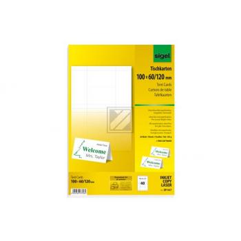 SIGEL Tischkarten 100x60mm DP047 weiss, 185g 40 Stück