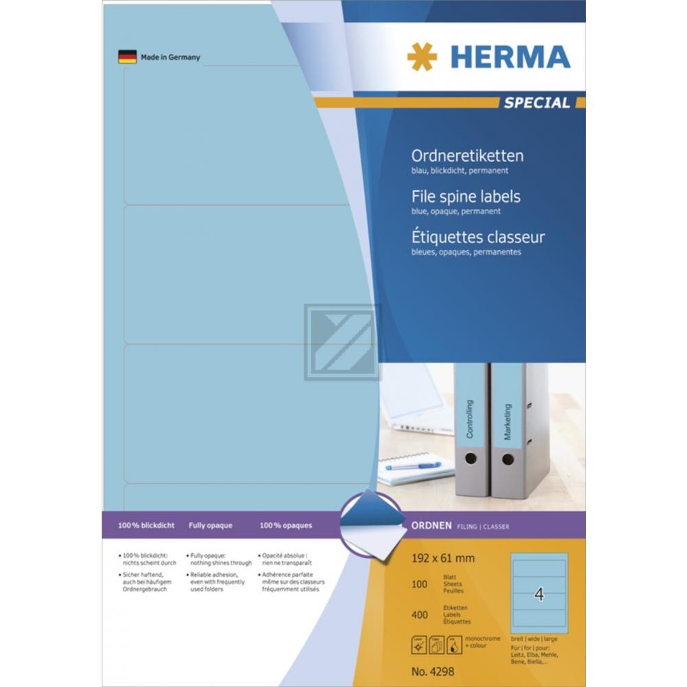 Herma Ordneretiketten A4 blau 192 x 61 mm Papier matt blickdicht