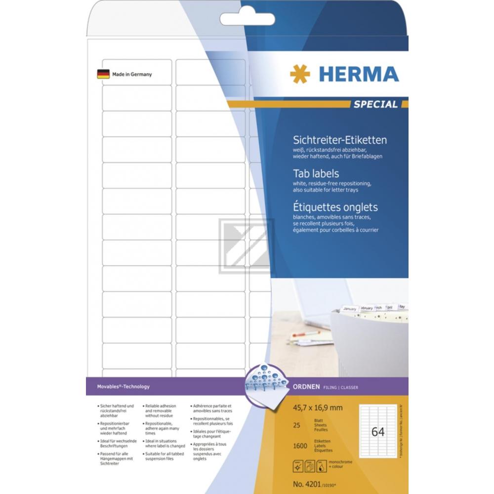 Herma Sichtreiteretiketten A4 45,7 x 16,9 mm ablösbar Papier Inh.1600