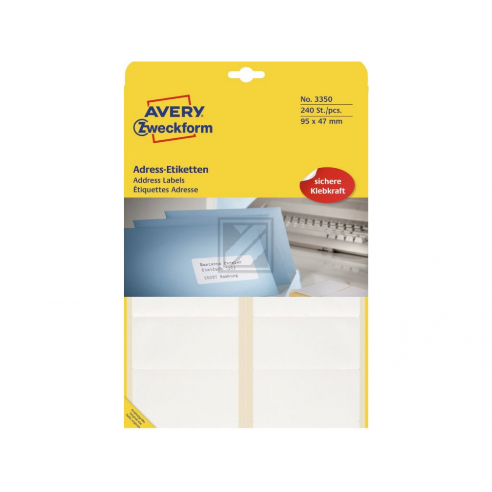 AZ Adress-Etiketten 3350 Bogen Inh.240 95 x 47 mm Avery Zweckform