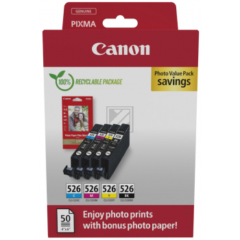 4540B019 CANON CLI526 Pixma Tinte+Fotopapier (4) cmyk w/o SEC 4x9ml
