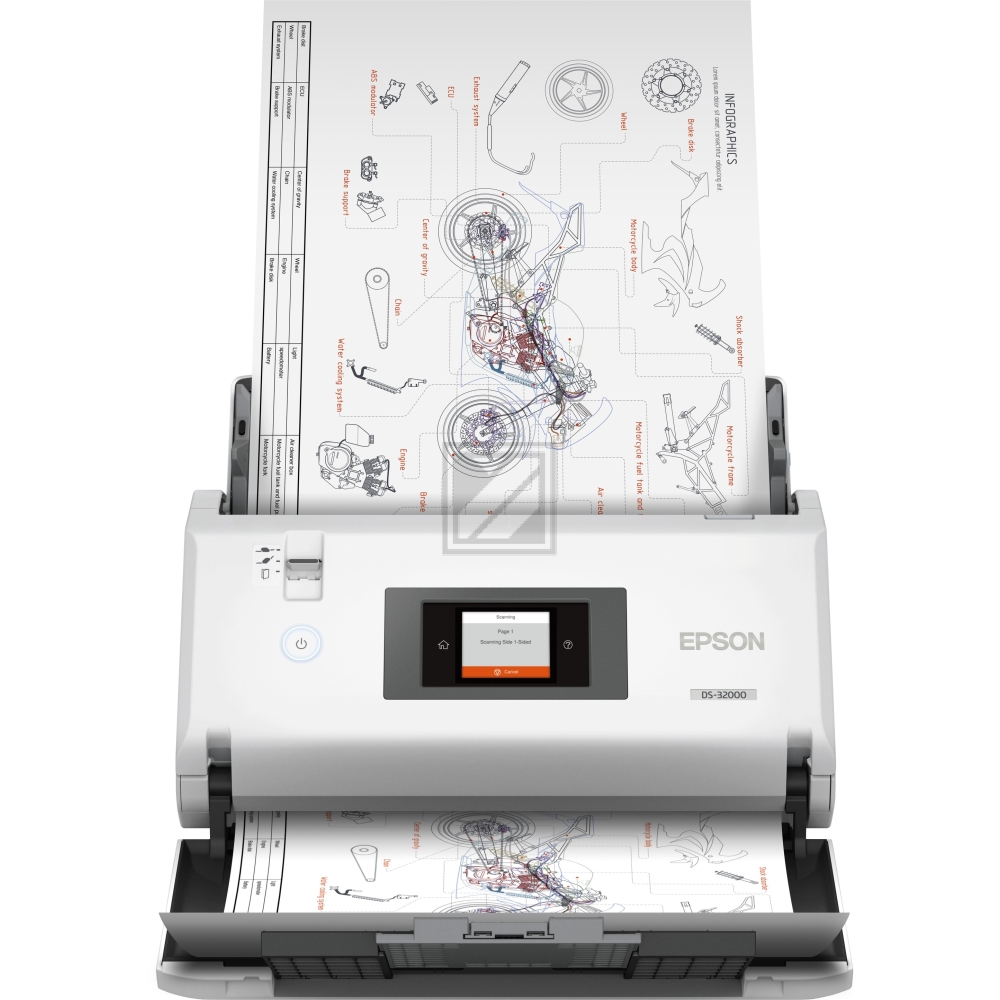 Epson WorkForce DS-32000 - Dokumentenscanner - Contact Image Sensor (CIS) - Duplex - A3 - 600 dpi x 600 dpi - bis zu 90 Seiten/Min. (einfarbig) / bis zu 90 Seiten/Min. (Farbe) - automatischer Dokumenteneinzug (120 Blätter) - bis zu 40000 Scanvorgänge/Ta