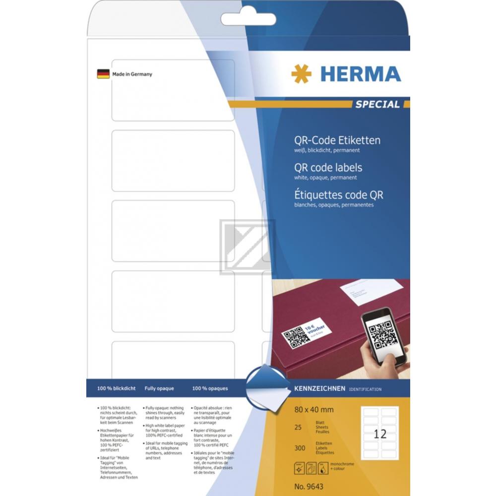 Herma QR-Code Etiketten A4 weiß 80 x 40 mm Papier matt Inh.300 blickdicht