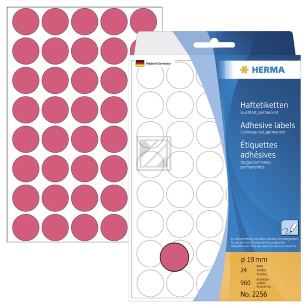 Herma Vielzwecketiketten l.rot ø 19 mm rund Papier matt Inh.960 St.