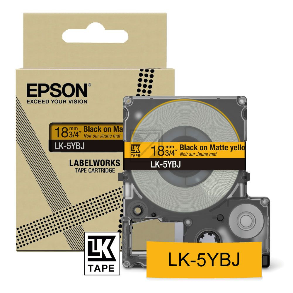 Epson Schriftbandkassette 18mm schwarz/gelb (matt) (C53S672075, LK-5YBJ)