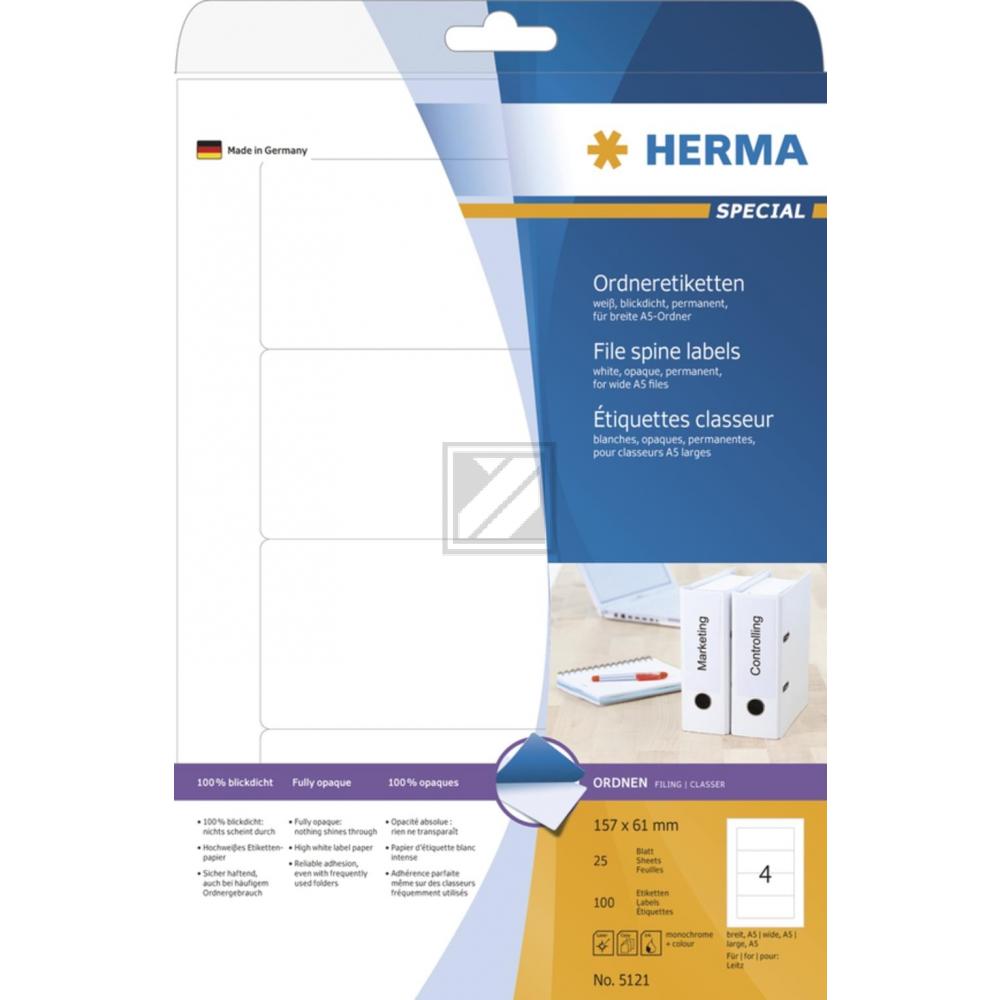 Herma Ordneretiketten weiß 157 x 61 mm Papier blickdicht Inh.100 St