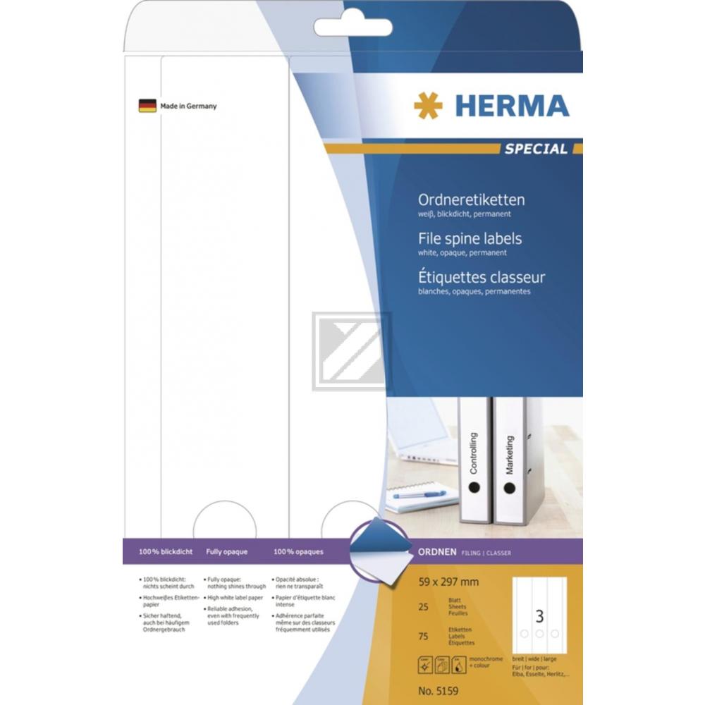 Herma Ordneretiketten weiß 59 x 297 mm Papier blickdicht Inh.75 St.