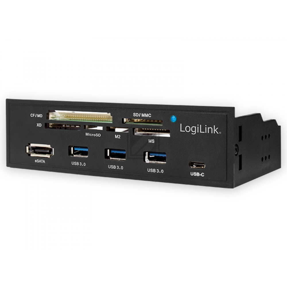 LogiLink Multifunktions-Panel 5,25'' intern mit 6-fach Kartenleser, schwarz