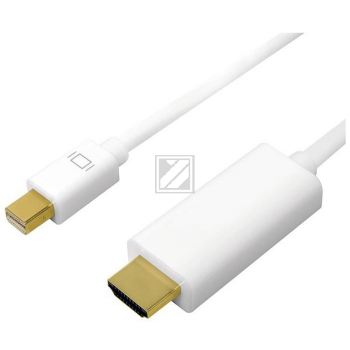LogiLink Mini DisplayPort auf HDMI Kabel, 4K, weiß, 2 m