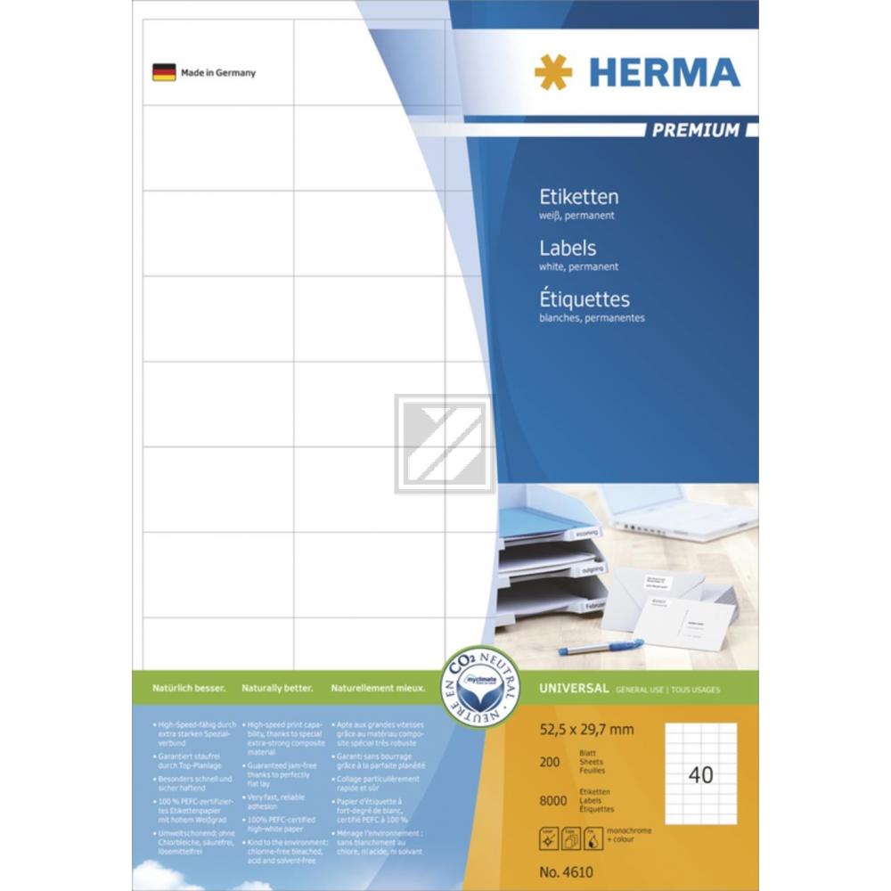 Herma Etiketten A4 weiß 52,5 x 29,7 mm Papier matt Inh.8000 Premium