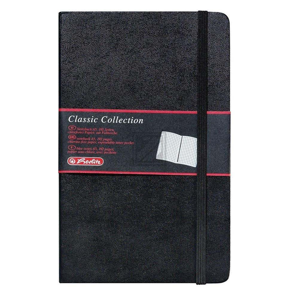 Herlitz Notizbuch A5 Classic Collection schwarz kariert 80g/qm