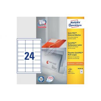 AVERY ZW. Etiketten 64,6x33,8mm 3658-200 weiss 4800 Stück
