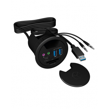 ICY BOX In-Desk USB Hub 60 mm black IB-HUB14A 2x USB 3.0, USB-C, 3,5mm, SD