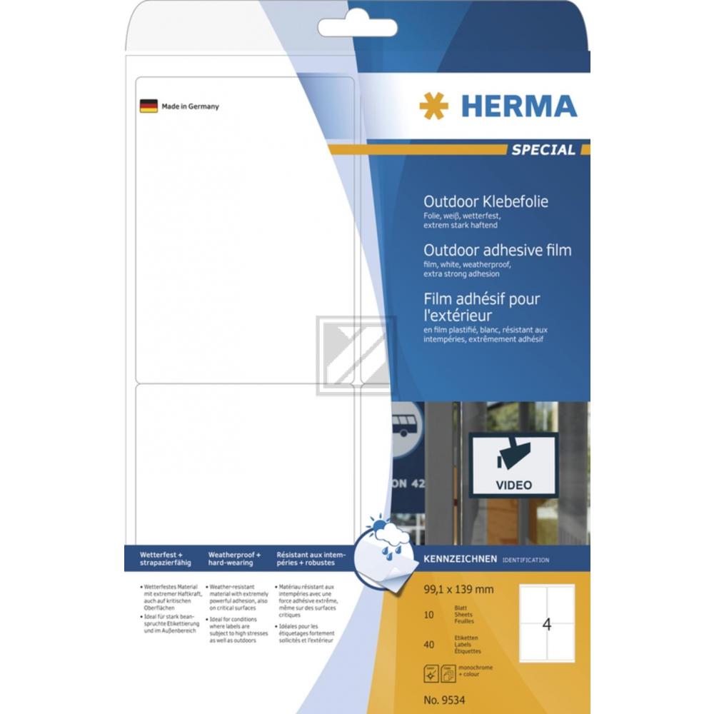 Herma Outdoor-Etiketten weiß 99,1 x 139 mm Klebefolie matt Inh.40