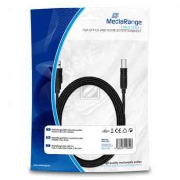 MEDIARANGE USB KABEL A/B 3.0m MRCS103 USB 2.0 schwarz
