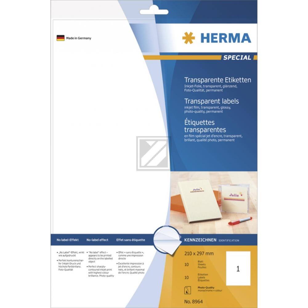 Herma Inkjet Folien-Etiketten A4 210 x 297 mm Folie glänzend Inh.10
