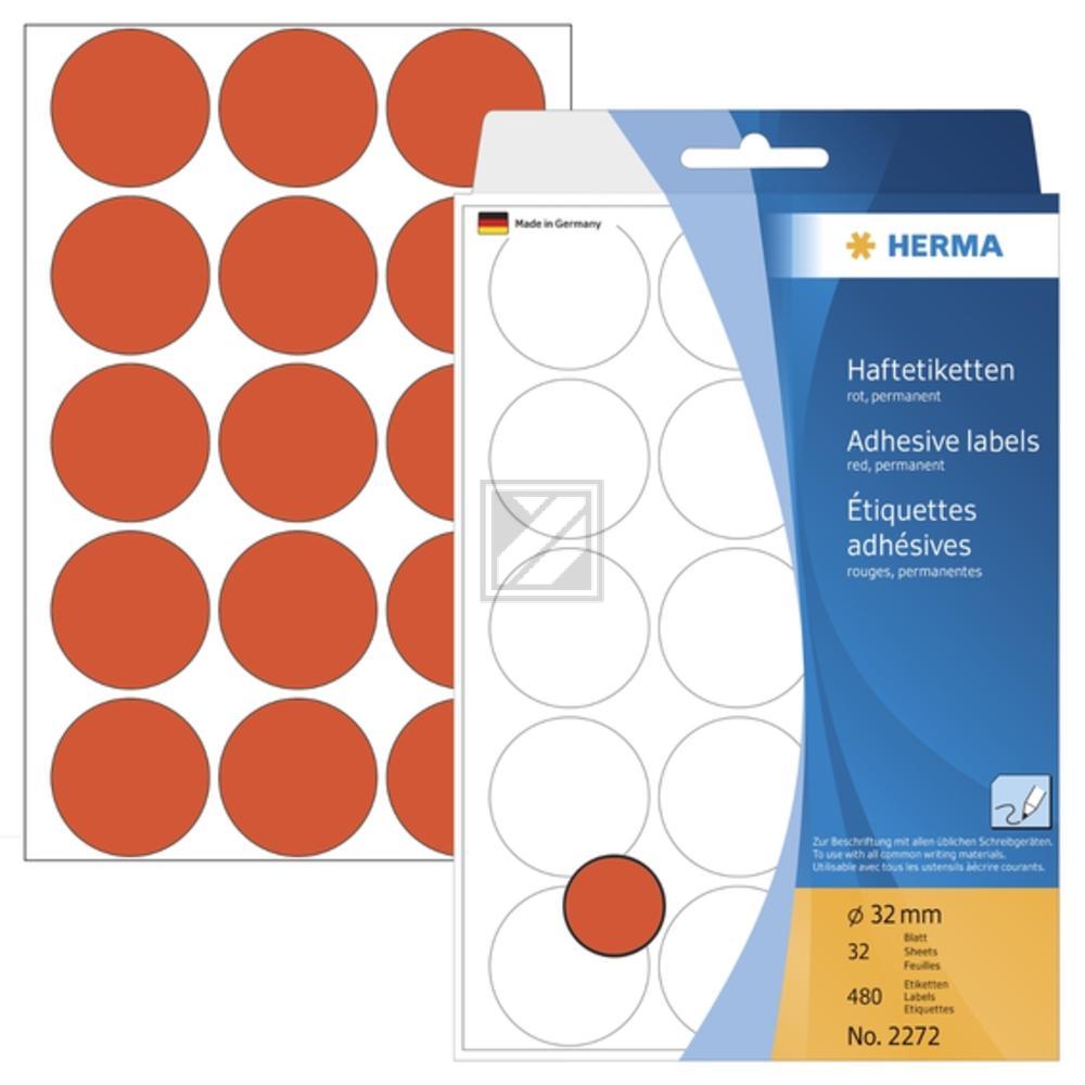 Herma Vielzwecketiketten rot ø 32 mm rund Papier matt Inh.480