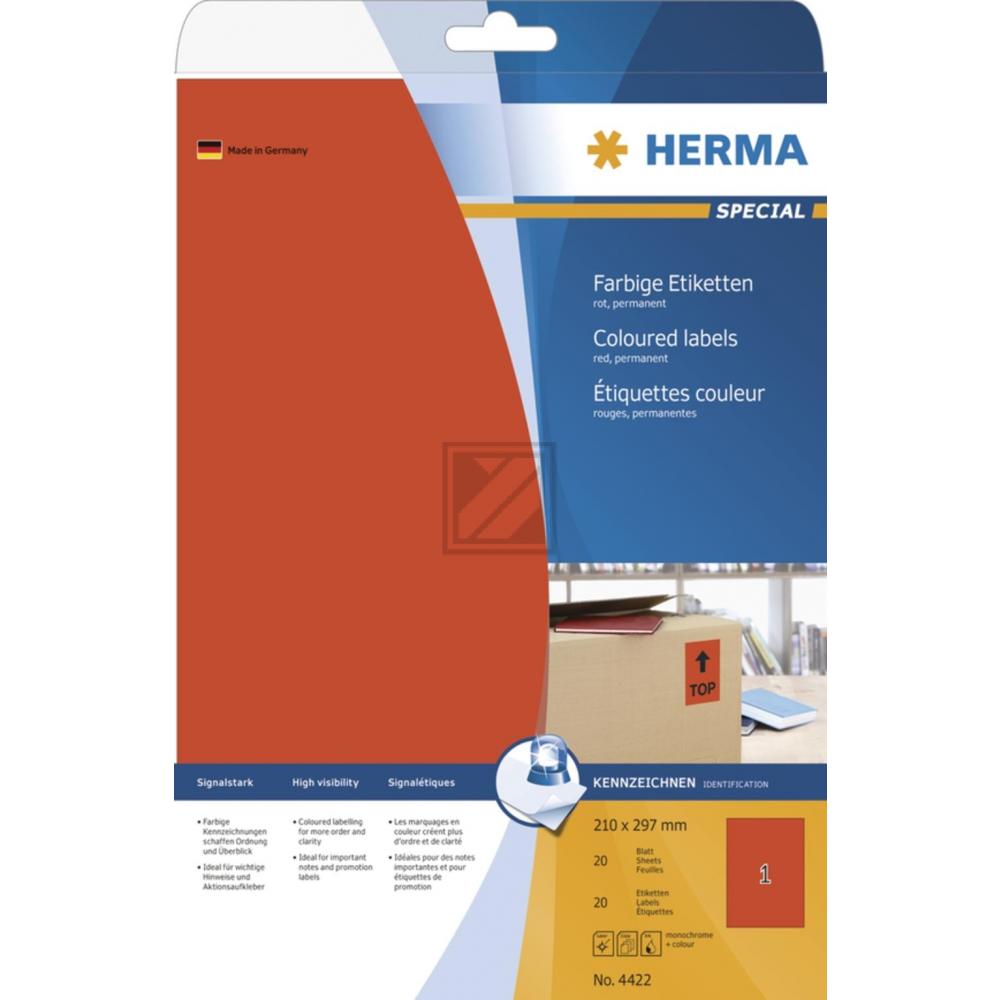 Herma Etiketten Superprint rot 210 x 297 mm Inh.20