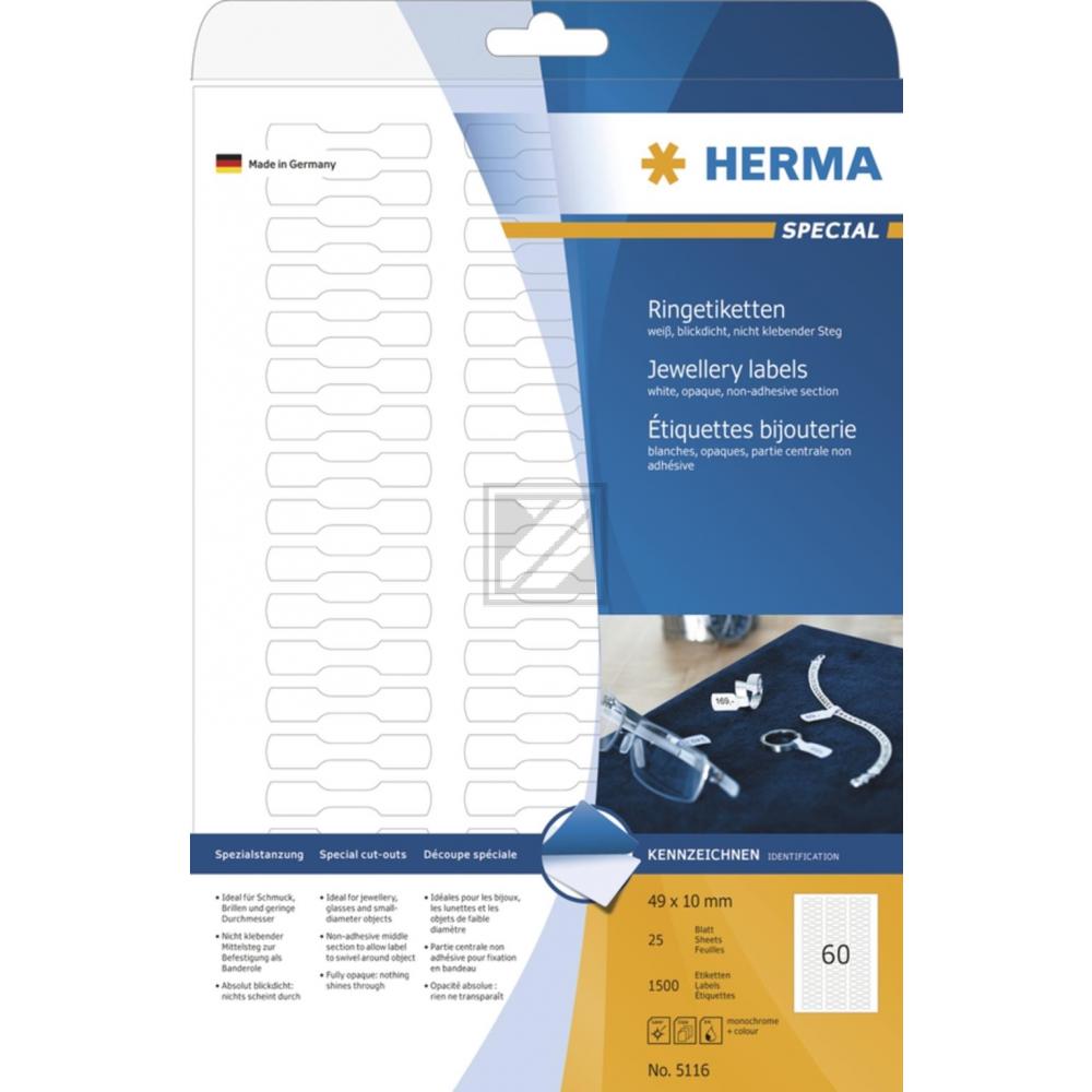Herma Ringetiketten A4 weiß 49 x 10 mm Papier matt Inh.1500 St. blickdicht