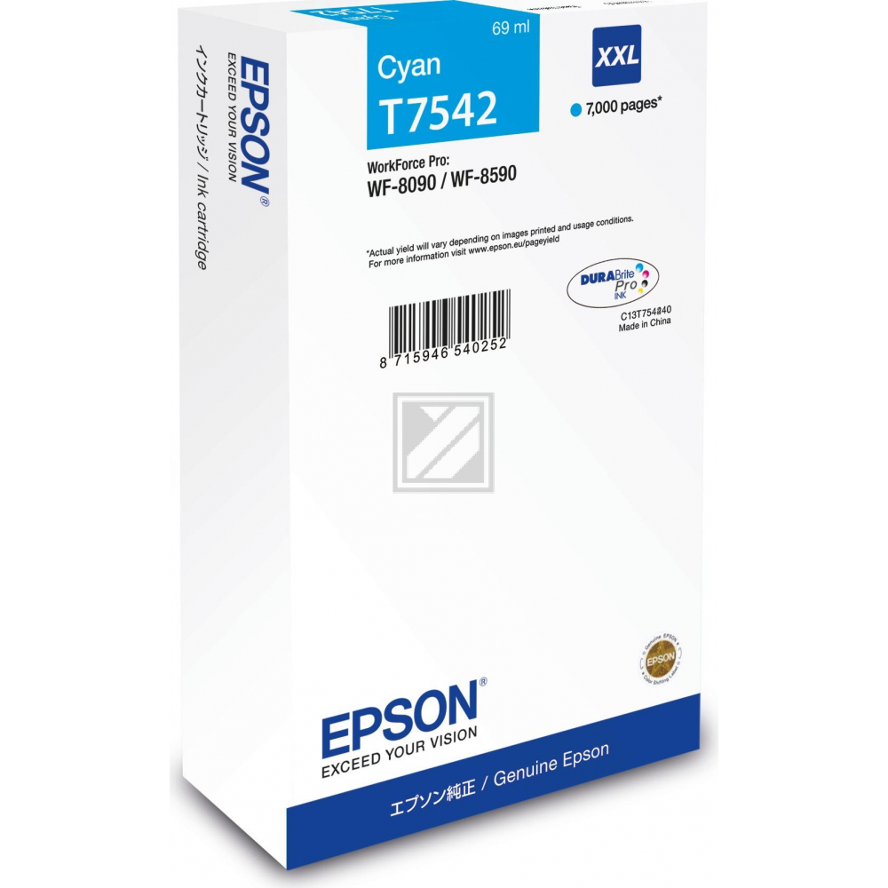 Epson Tintenpatrone cyan HC plus (C13T75424N, T7542)
