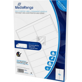 MEDIARANGE ETIKETTEN 99,1x33,9mm WEISS MRINK147 800Stk universal stark haftend