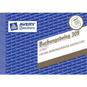 AZ Buchungsbeleg 309 A6 quer weiß Inh.50 Blatt Avery Zweckform