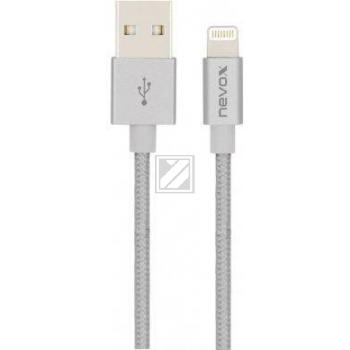 nevox Lightning USB Datenkabel MFi Nylon 2 m silbergrau