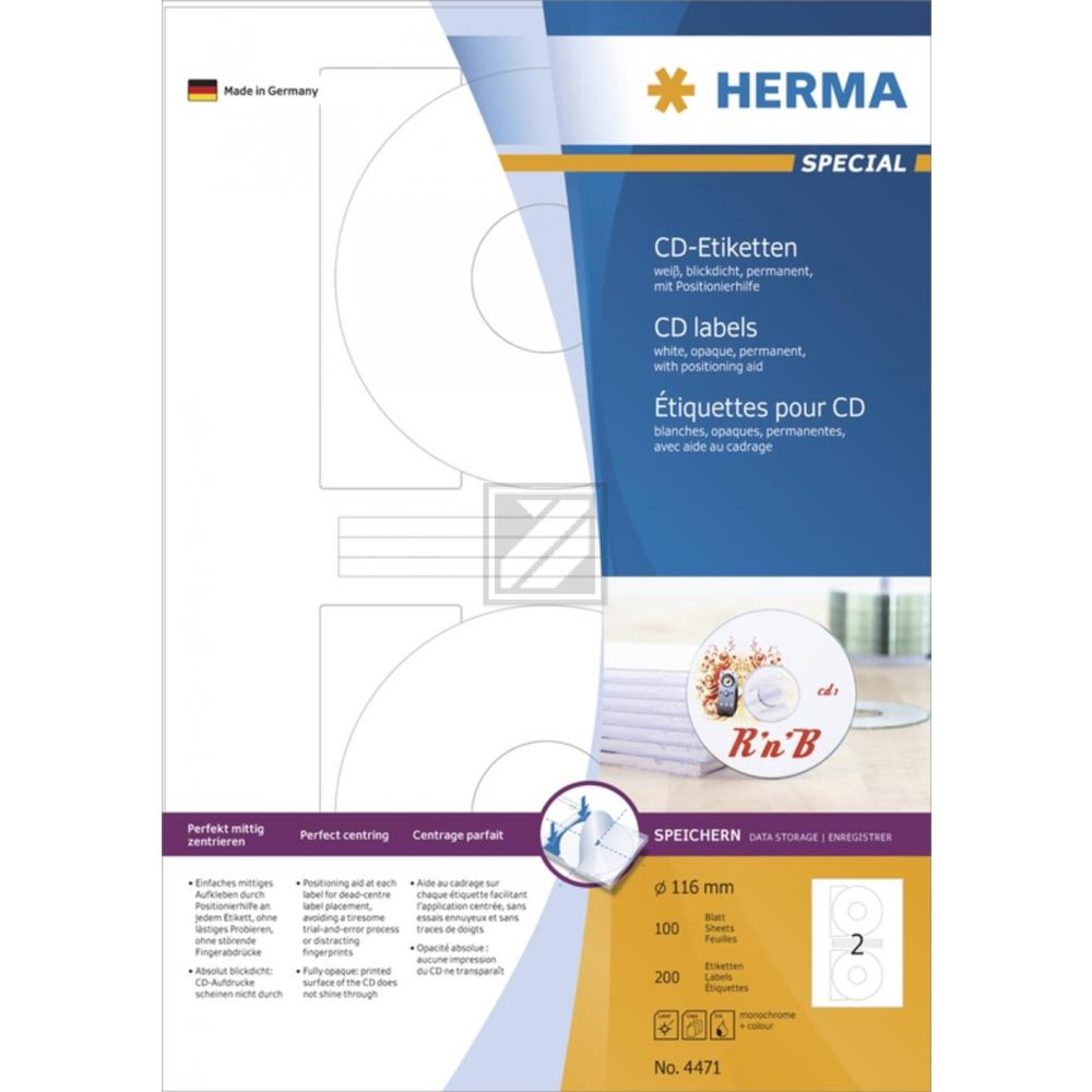 Herma CD/DVD-Etiketten weiß Inh.200