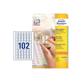 AVERY ZW. Preisetiketten 26×16mm L3410REV2 weiss 2550 Stück