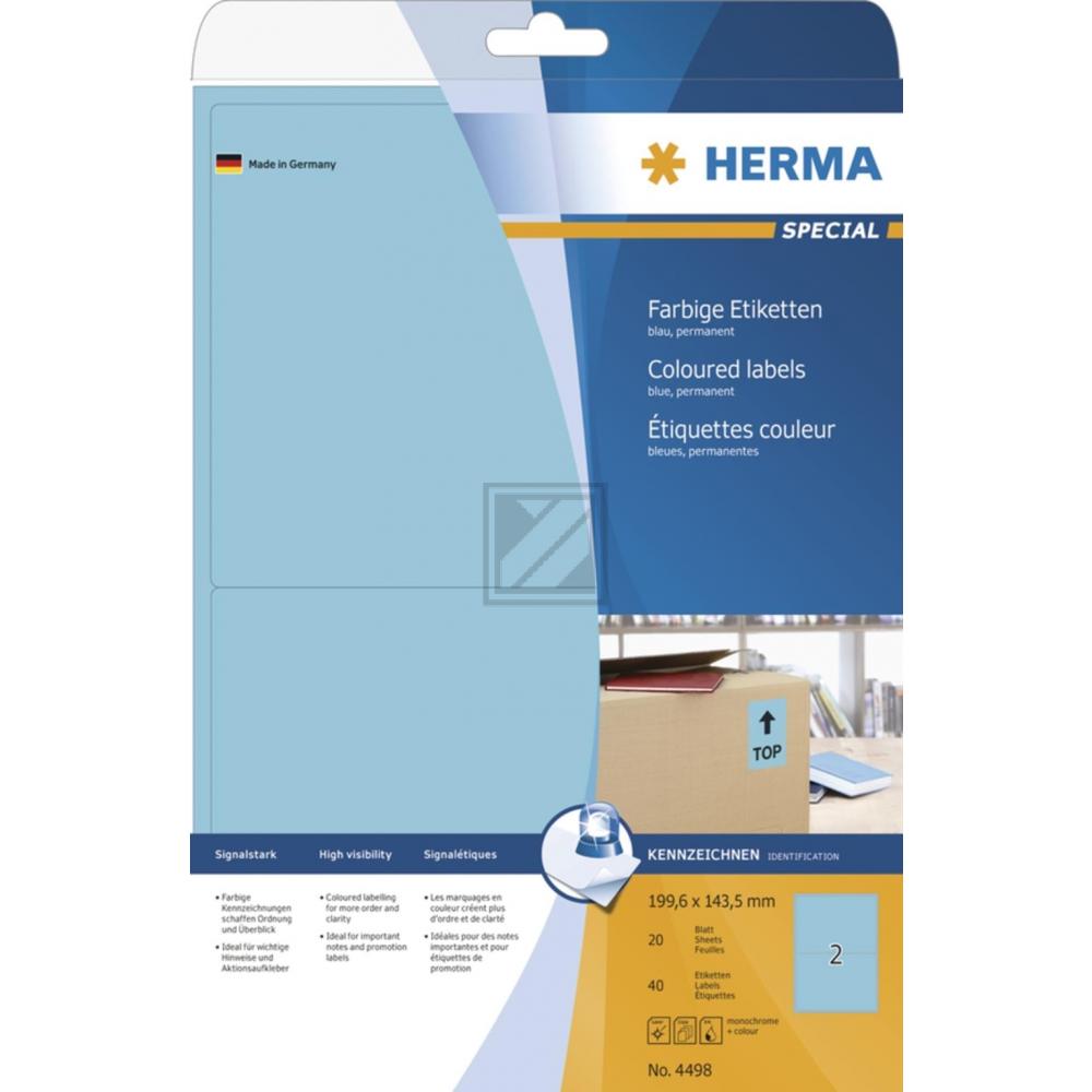 Herma Etiketten A4 blau 199,6 x 143,5 mm Papier matt Inh.40