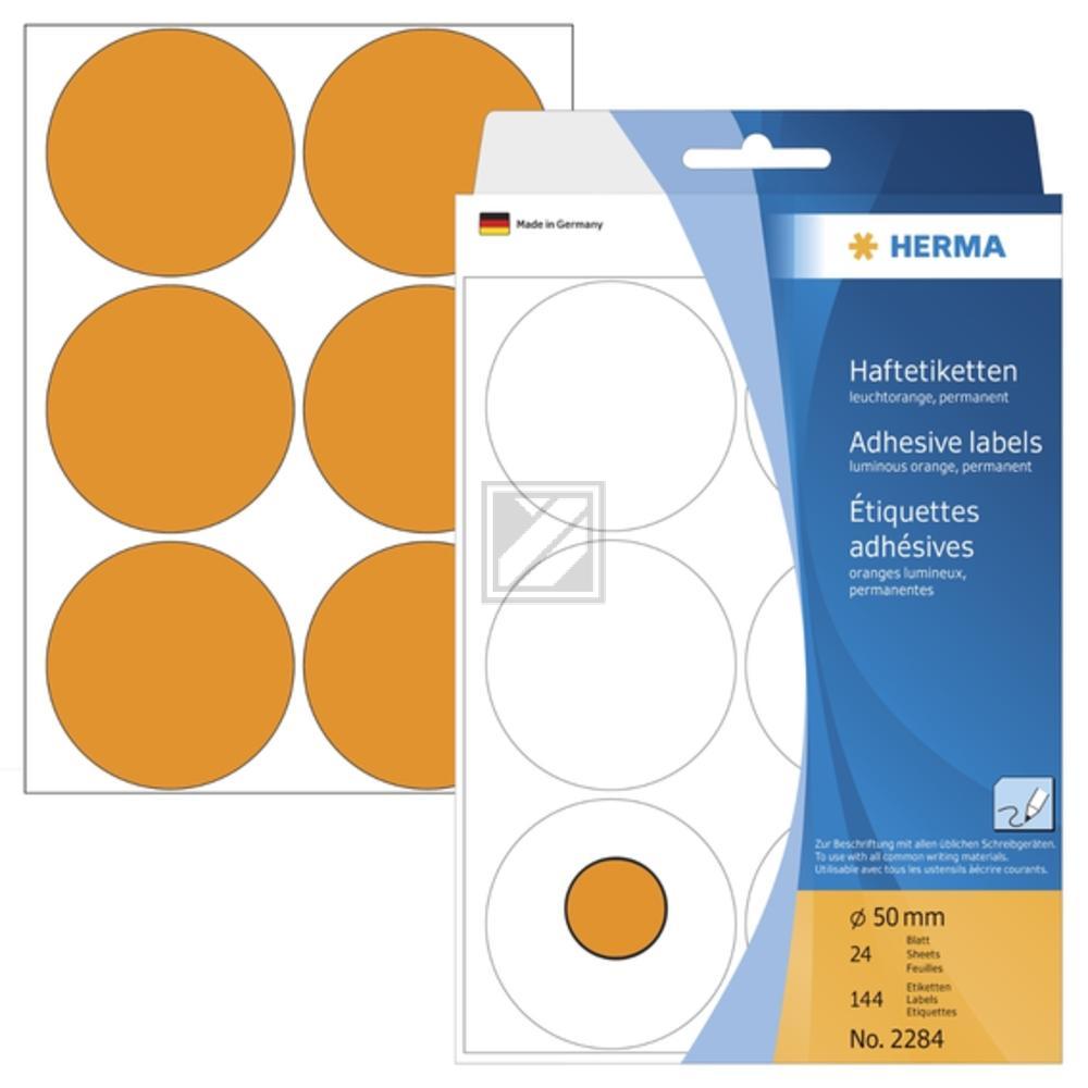 Herma Vielzwecketiketten oran. ø 50 mm rund Papier matt Inh.144
