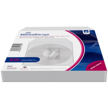MEDIARANGE CD PLASTIKHUELLEN (50) KLAR BOX164 mit Lasche + klebende R?ckseite
