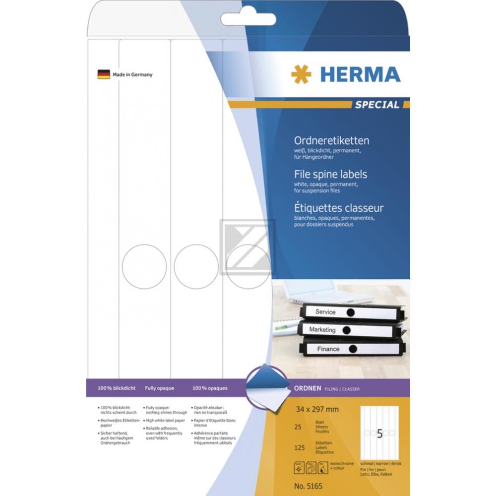 Herma Hängeordneretiketten A4 weiß 34 x 297 mm Papier matt Inh.125 St. blickdicht