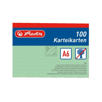 Herlitz Karteikarten A6 grün liniert Inh.100 (01150655)