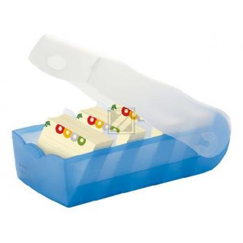 Han Karteibox A8 quer Croco blau Kunststoff