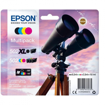 Epson Tintenpatrone gelb, magenta, schwarz, cyan HC (C13T02W94010, 502, 502XL)