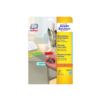 AVERY ZW. Etiketten 45,7x21,2mm L6039-20 blau 960Stk./20Bl.