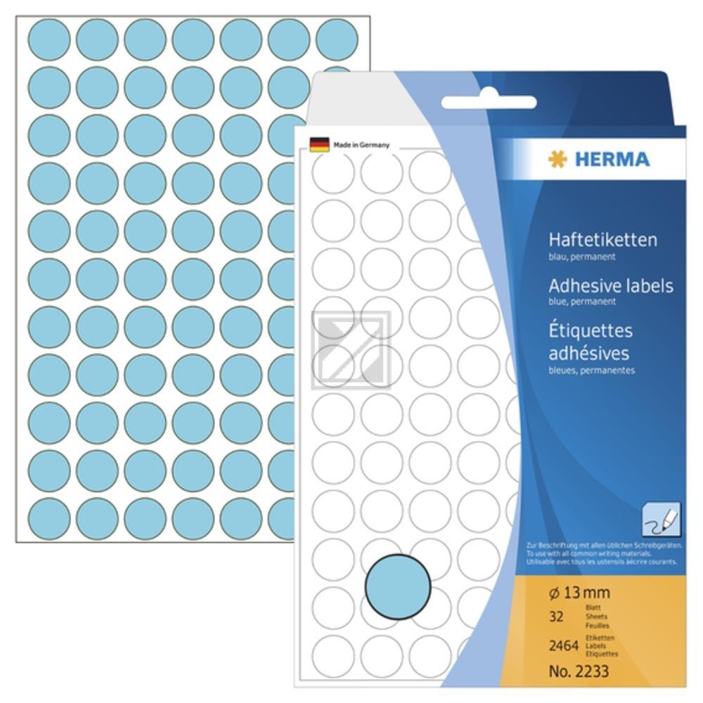 Herma Vielzwecketiketten blau ø 13 mm rund Papier matt Inh.2464