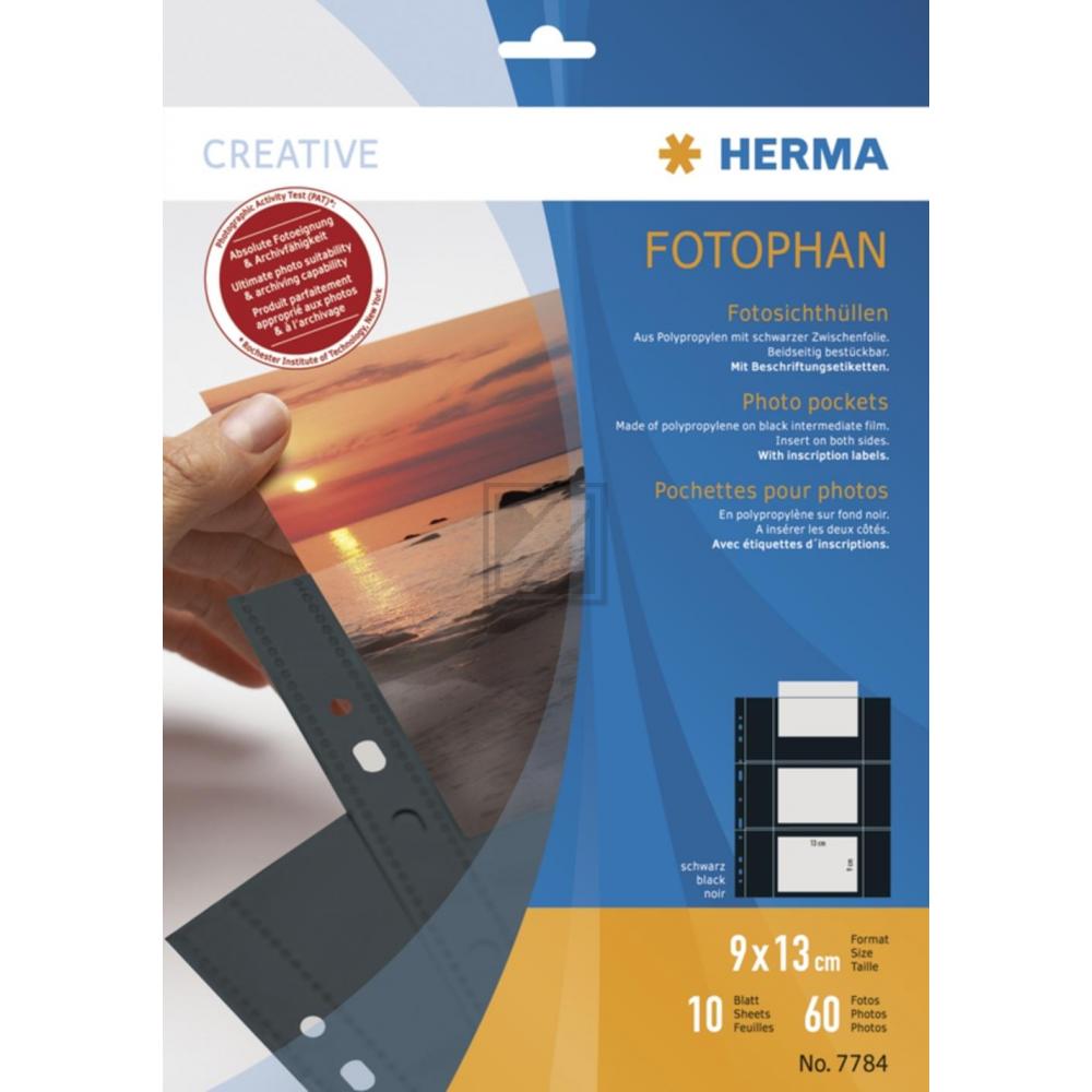 Herma Fotosichthüllen schwarz 90 x 130 mm quer Inh.10 Hüllen