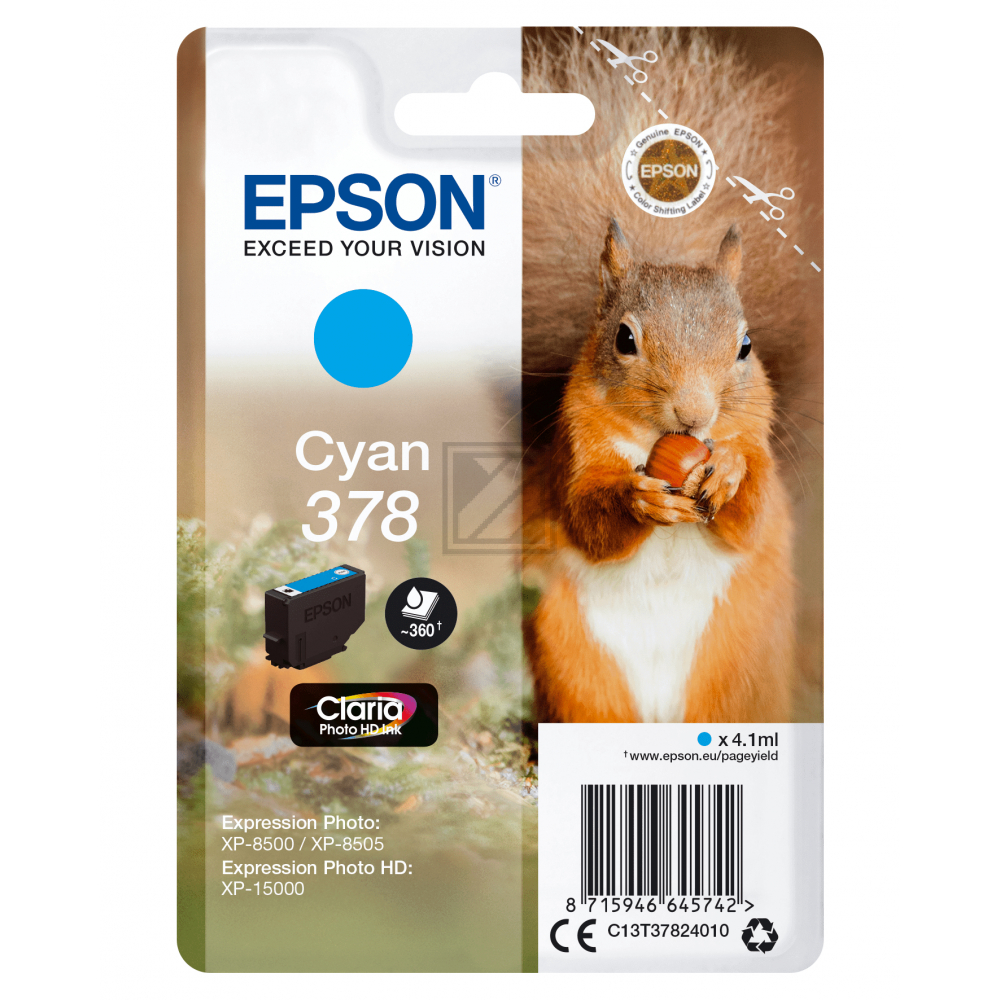 Epson Tintenpatrone cyan (C13T37824020, 378)