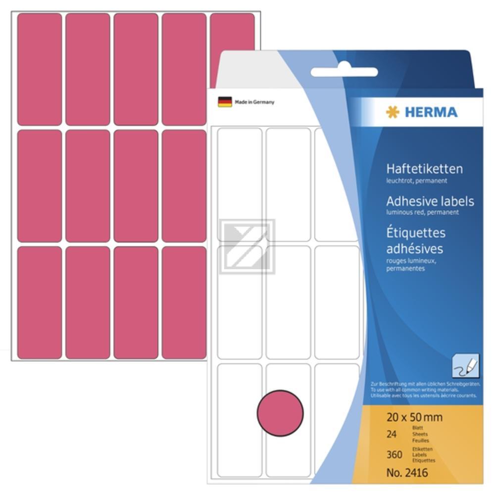 Herma Vielzwecketiketten l.rot 20 x 50 mm Papier matt Inh.360