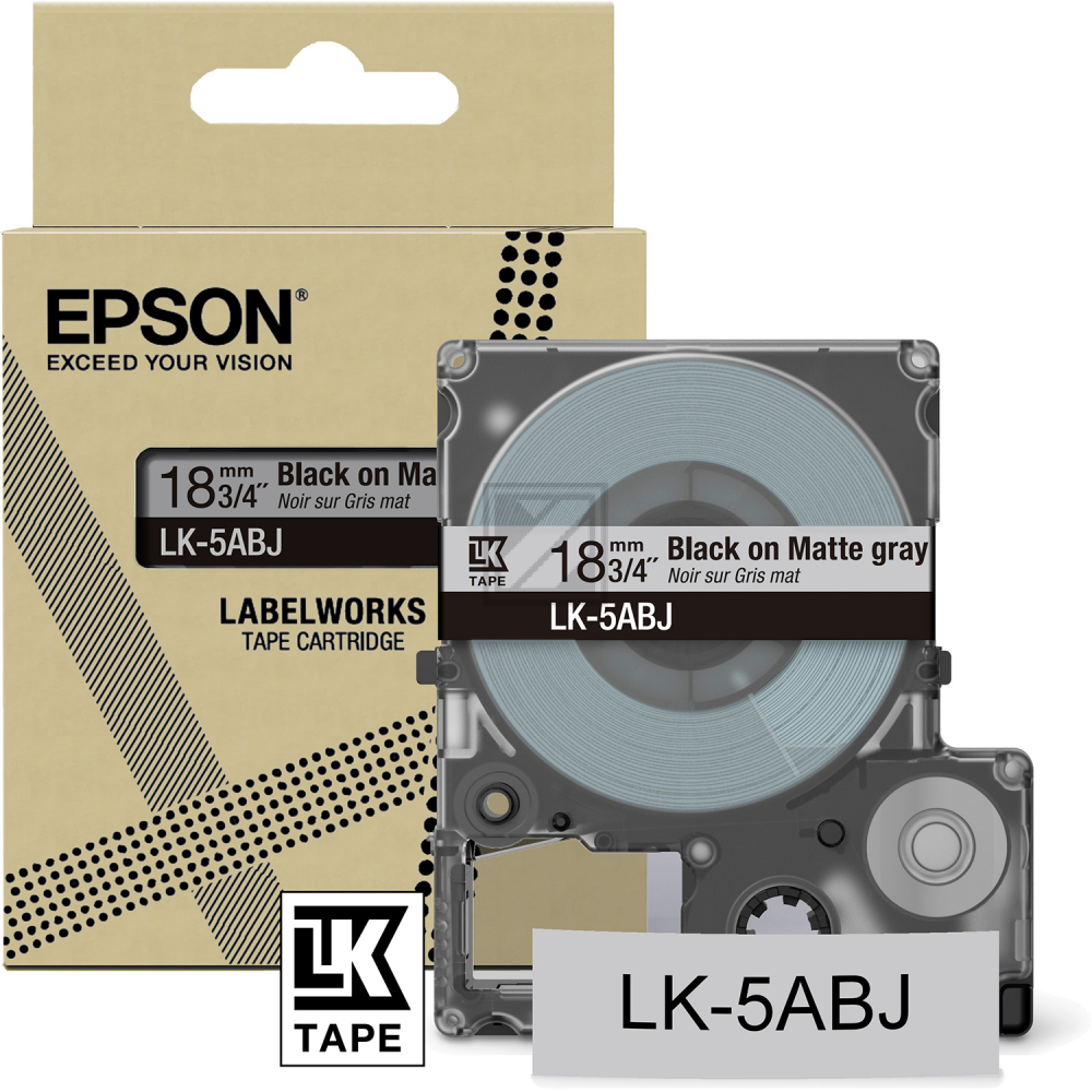 Epson Schriftbandkassette 18mm schwarz/grau (matt) (C53S672087, LK-5ABJ)
