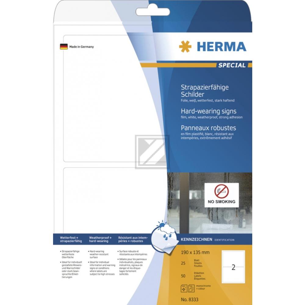 Herma Schilder A4 weiß 190 x 135 mm Folie matt Inh.50 stark haftend