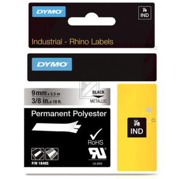 Dymo permanentes Polyesterband 9mm schwarz/metallic (18485)
