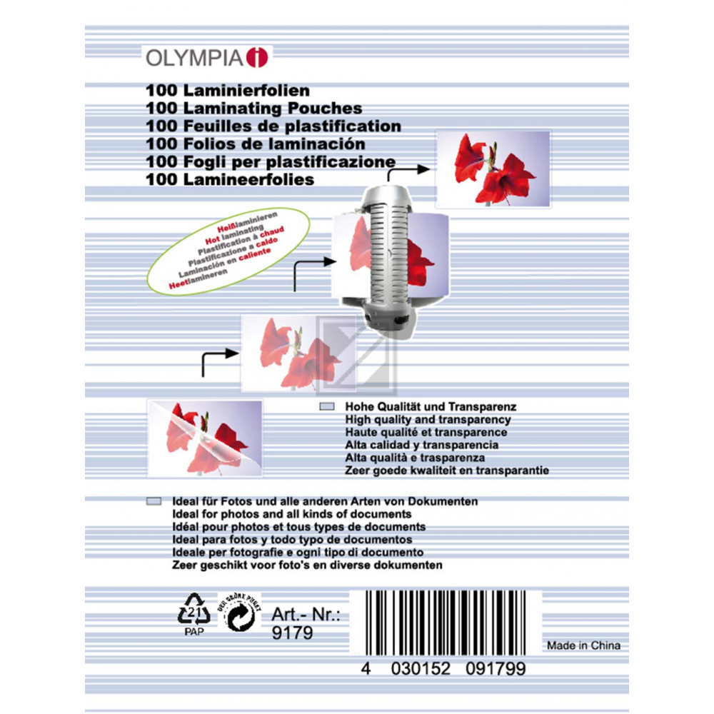 Olympia Laminierfolie 100 Stk. 125 Mikron Business Card (9179)