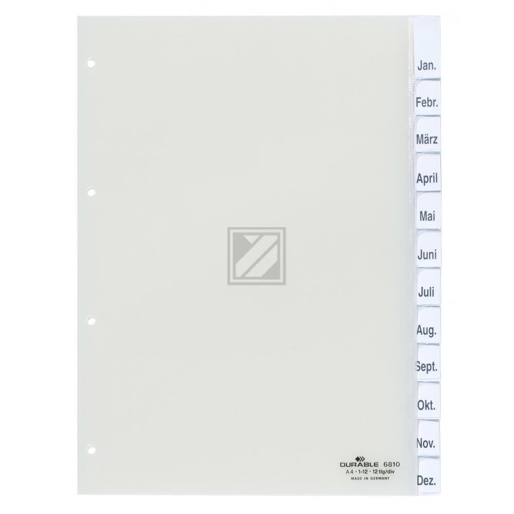 Durable Register A4 hoch PP transparent 12-teilig Jan-Dez
